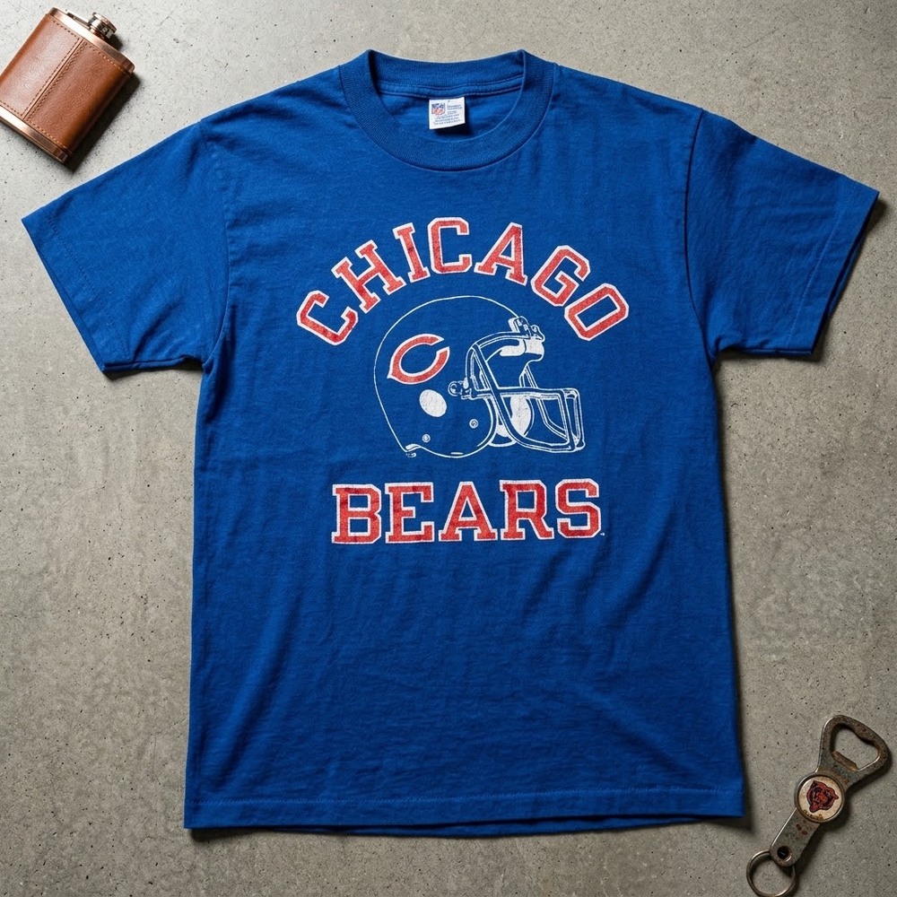Vintage 80s Champion Men's XL Bears T-Shirt Blue Bar Blokecore Grunge Archive